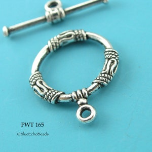 4 sets 18mm Decorative Pewter Toggle Clasp, Silver Tone PWT 165 BlueEchoBeads image 1