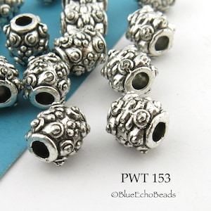12 pcs 8mm Pewter Beads, Small Bali Style, Silver Tone, 2.5mm Hole PWT 153 BlueEchoBeads image 1