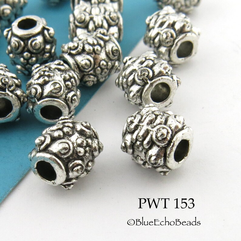 12 pcs 8mm Pewter Beads, Small Bali Style, Silver Tone, 2.5mm Hole PWT 153 BlueEchoBeads image 1