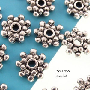 20 pcs - 9mm Pewter Beads, Star Rondelle, Spacer Bead (PWT 558) BlueEchoBeads