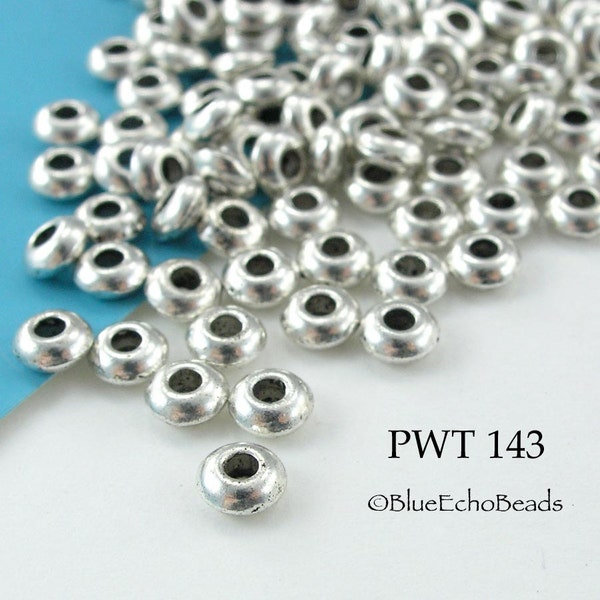 5mm Mini Pewter Smooth Spacer Beads, Antique Silver, 1mm Hole (PWT 143) 50 pcs BlueEchoBeads