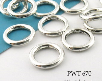 20 pcs - 12mm Pewter Connector, Jump Ring, Large Closed Connector, 7.8mm Hole, Silver Tone (PWT 670) BlueEchoBeads