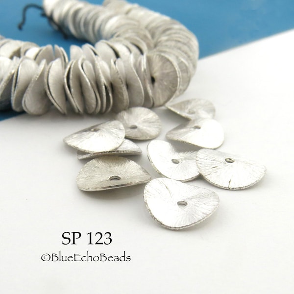 10 pcs - 12mm Potato Chip Beads, Brushed Silver Plated, Wavy Disks, Cornflake Beads, 1.5mm Hole (SP 123) 10 pcs BlueEchoBeads