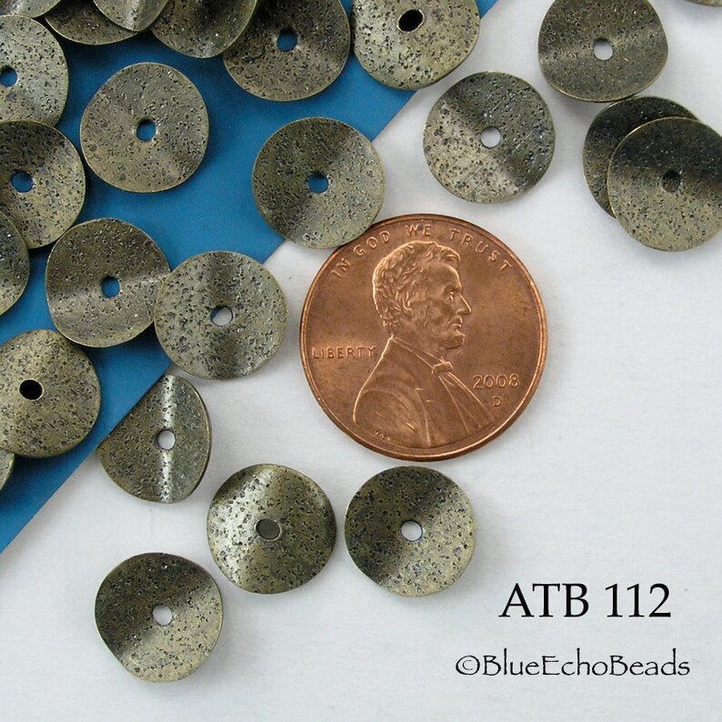 110 Pcs 10mm Antique Bronze Potato Chip Beads Wavy Disks Etsy