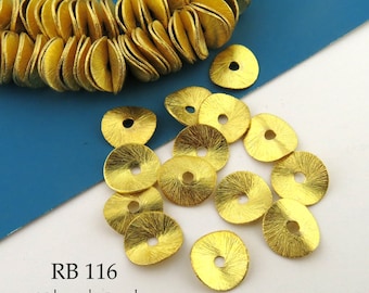 12 pvs - 10mm Gold Tone Potato Chip Beads, Wavy Disk, Cornflake Bead, Brushed Gold, 1.5mm Hole (RB 116) BlueEchoBeads