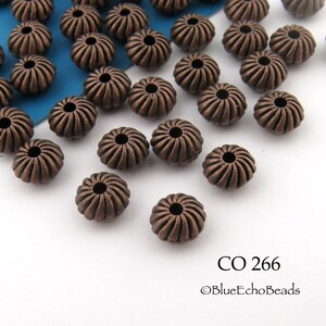 30 pcs - 6mm Antiqued Copper Corrugated Spacer, Saucer Beads, 1mm Hole (CO 266) BlueEchoBeads