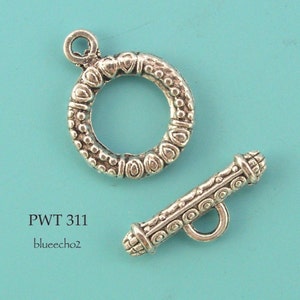 4 sets 17mm Pewter Toggle, Decorative Clasp. Silver Tone, Lead Safe PWT 311 Blue Echo Beads image 1