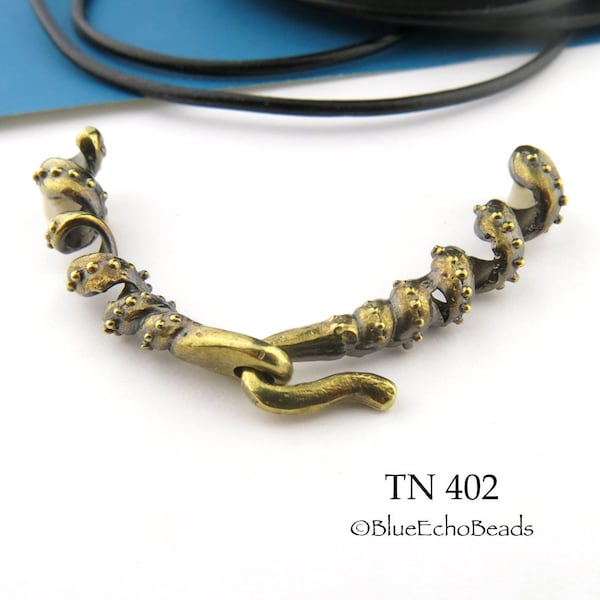 72mm Curly Twirly Spiral Antique Brass / Bronze Clasp, Mykonos Beads, Greek Beads  (TN 402) 1 pc BlueEchoBeads