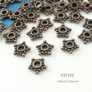 50 pcs - 6mm Small Copper Star Spacer Beads,  Antique Copper Beads, 1.25mm Hole (CO 212) BlueEchoBeads