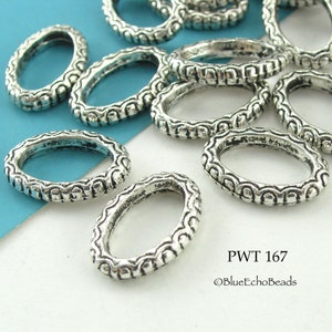 12 pcs - 17mm Decorative Oval Pewter Jump Ring, Large Closed Connector (PWT 167) BlueEchoBeads