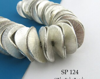 48 pcs - 16mm Potato Chip Beads, Brushed Silver Plated, Cornflake Beads, Wavy Disk, Full Strand (SP 124) BlueEchoBeads