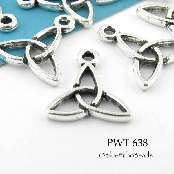 12 pcs Small 12mm Celtic Knot Trinity Pendant Charm, Triquetra Charm, Silver Tone, Lead Free, Nickel Free  (PWT 638) BlueEchoBeads