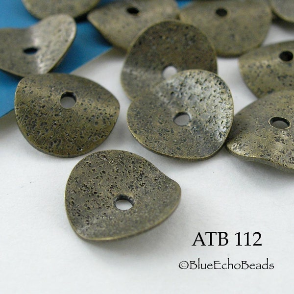 10 pcs - 10mm Antique Bronze Potato Chip Beads, Antiqu Brass Wavy Disk  Conflake Bead, 1.0mm Hole (ATB 112) BlueEchoBeads