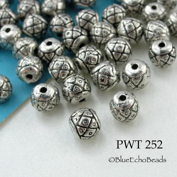 20 pcs - 5mm Pewter Spacer Beads, Small, Silver Tone, 1mm hole (PWT 252) BlueEchoBeads