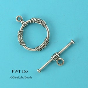 4 sets 18mm Decorative Pewter Toggle Clasp, Silver Tone PWT 165 BlueEchoBeads image 3