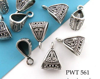 8 pcs - Large Pewter Charm Bail, Decorative Pendant Bail, Silver Tone, 18mm Bail (PWT 561) BlueEchoBeads