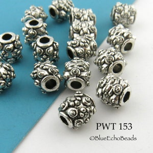 12 pcs 8mm Pewter Beads, Small Bali Style, Silver Tone, 2.5mm Hole PWT 153 BlueEchoBeads image 2