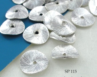 12pcs - 10mm Potato Chip Beads, Silver Plated Wavy DIsk, Cornflake Beads, 1mm Hole (SP 115) BlueEchoBeads