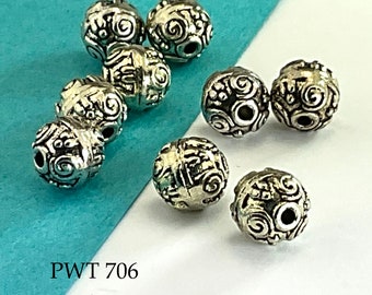 6 pcs - 10mm Bsli Style Pewter Bead, Spiral, 1.75mm Hole (PWT 706) BlueEchoBeads