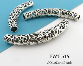 Bracelet Bead DIY Jewelry Findings Tribal Beads Bulk 20 PC 9 mm Hollow Tube Spacer Beads Small Hole Slider Bead Antique Silver Tone