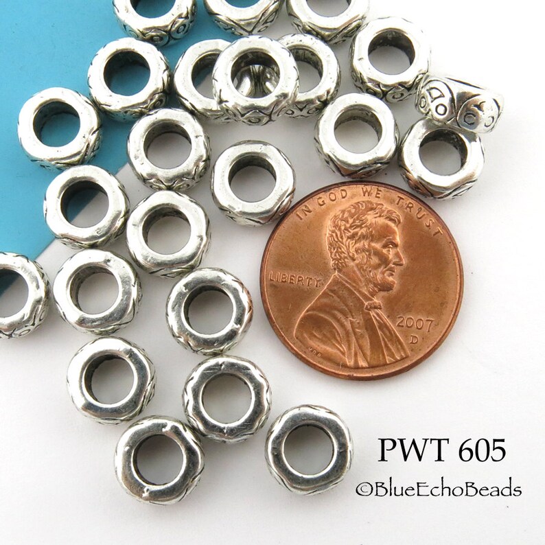 20 Pcs Large Hole Pewter Beads Thick Ring Bead 4mm Hole Etsy