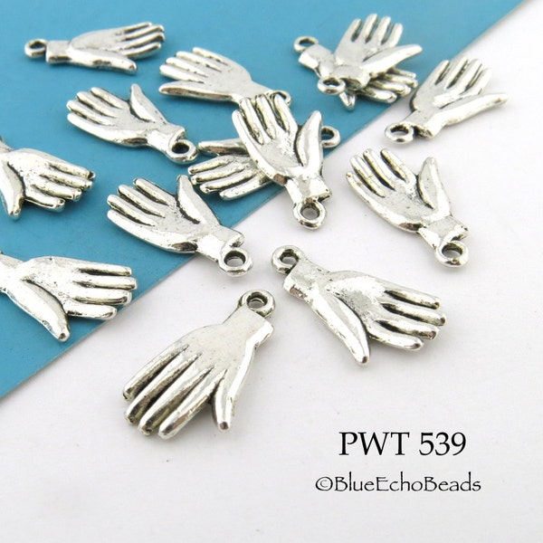 Small Pewter Hand Charm, 19mm Hand Charm (PWT 539) 15 pcs BlueEchoBeads