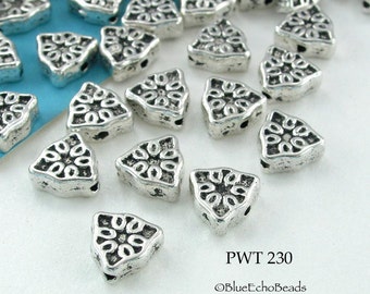 18 pcs - 7mm Triangle Pewter Beads, Silver Tone Spacer Beads, Lead Safe, Cadmium Safe (PWT 230) BlueEchoBeads