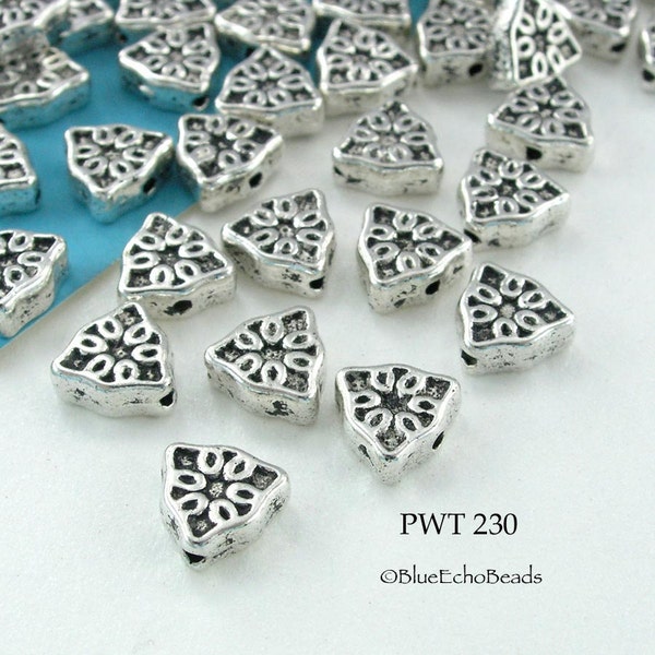 18 pcs - 7mm Triangle Pewter Beads, Silver Tone Spacer Beads, Lead Safe, Cadmium Safe (PWT 230) BlueEchoBeads