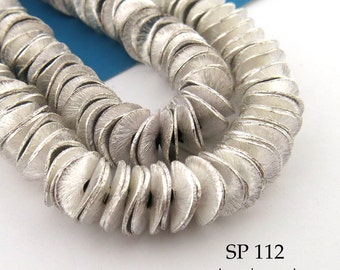 8mm Potato Chip Beads, Brushed Silver Plated Wavy Disk, Full Strand, Corn Flake Beads, 1.25mm Hole (SP 112) 100 pcs BlueEchoBeads