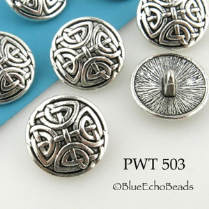 6 pcs - 5/8" Celtic Cross Pewter Button, 17mm, Silver Tone, Button, Shank Button (PWT 503) 6 pcs BlueEchoBeads