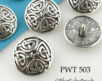 6 pcs - 5/8" Celtic Cross Pewter Button, 17mm, Silver Tone, Button, Shank Button (PWT 503) 6 pcs BlueEchoBeads