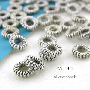 95 pcs 5mm Small Pewter Ring Beads, Silver Tone, 1.75mm Hole PWT 312 BlueEchoBeads image 1