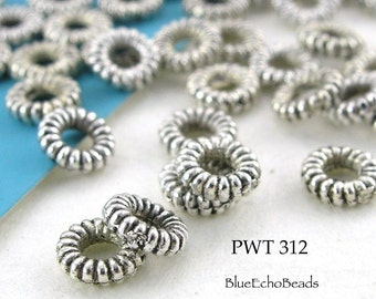 95 pcs - 5mm Small Pewter Ring Beads, Silver Tone, 1.75mm Hole (PWT 312) BlueEchoBeads