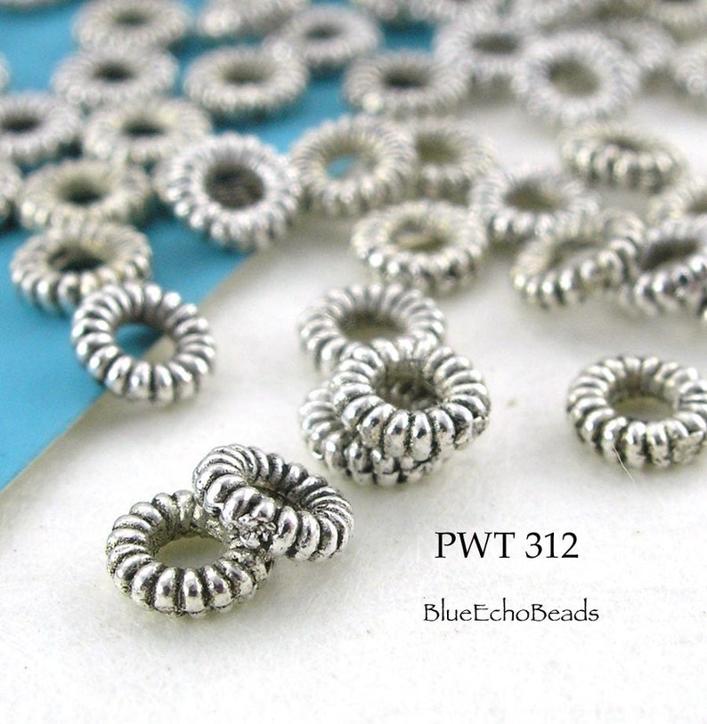 95 pcs 5mm Small Pewter Ring Beads, Silver Tone, 1.75mm Hole PWT 312 BlueEchoBeads image 1