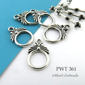 5 sets - Fancy Pewter Clasp Toggle, Silver Tone.  22mm (PWT 361) BlueEchoBeads