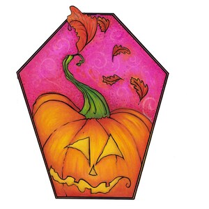 Ataúd de calabaza de otoño (pegatina)