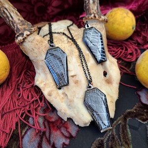 Real Spiderweb Coffin Pendant