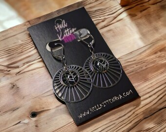 Real Spiderweb Silver Tone Sunburst (Pendientes)