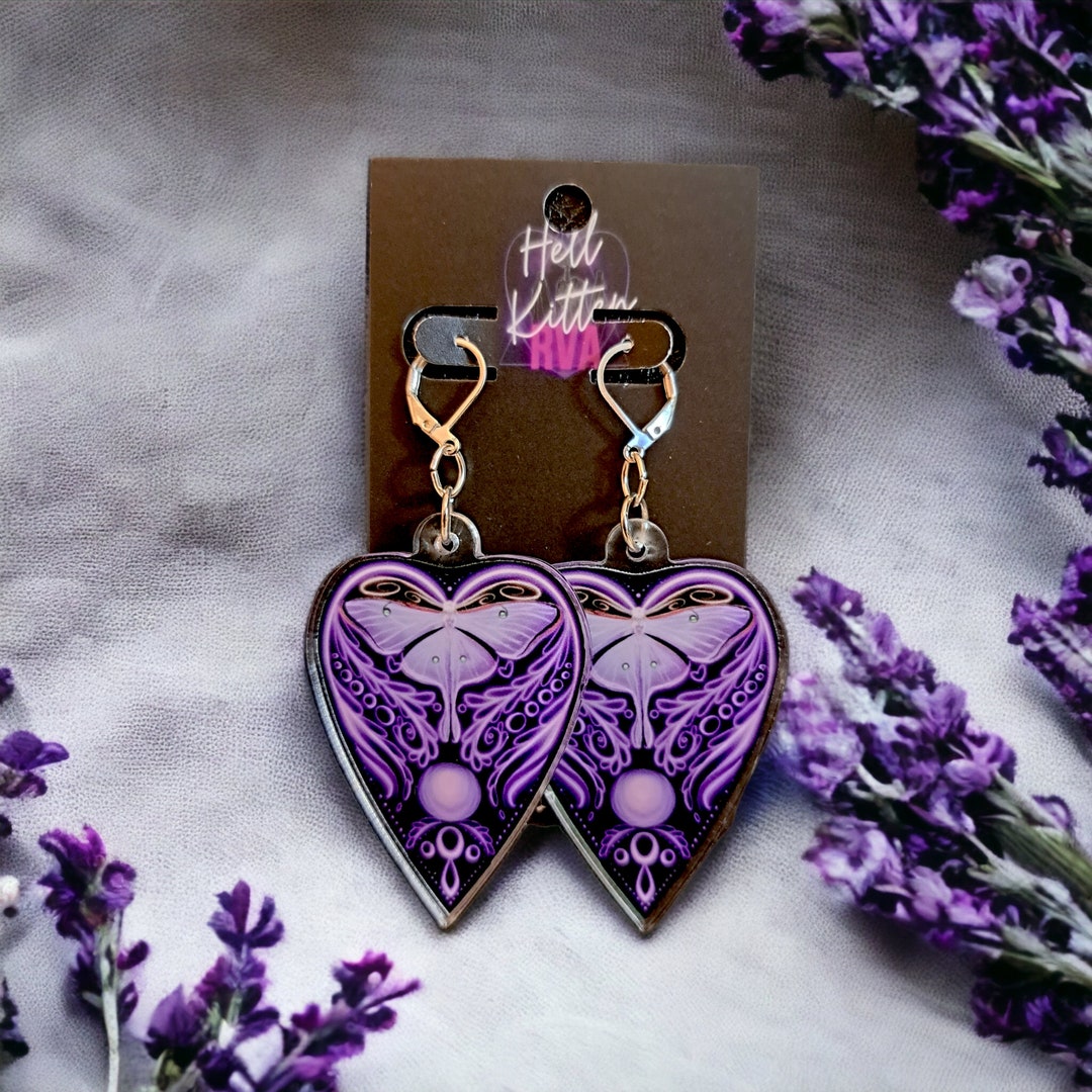 Luna Moth Ouija Acrylic Dangles Purple earrings - Etsy