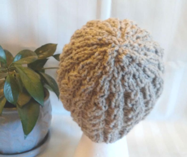 Beanies for Men Natural Beige Tweed WoolAcrylic Cable Beanie Beanies for Women. Womens Hats Beige w bits of Black Tweed Mens Hats