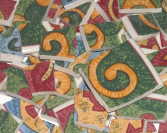 Colorful Abstract Design Mosaic Tiles cut from plates M10