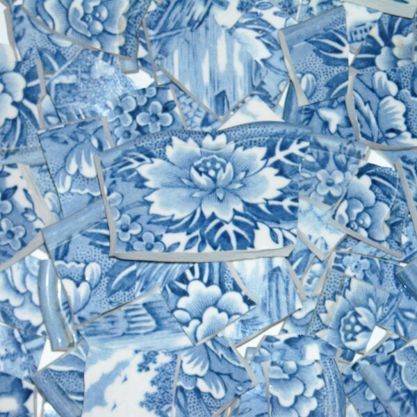 Vintage Blue and White Handcut  Mosaic Tiles