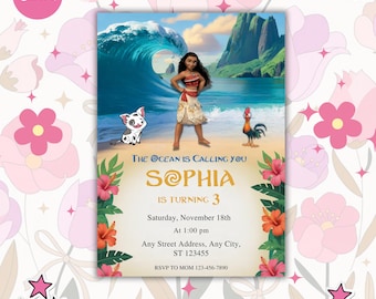 Editable Moana Birthday Invitation: Kids Party Template (Digital Download)