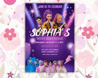 KPOP Demon Hunters Invitation EDITABLE K Pop Birthday Invitation KPOP Demon Hunters Birthday invitation K-Pop Demon Hunters Party Supplies
