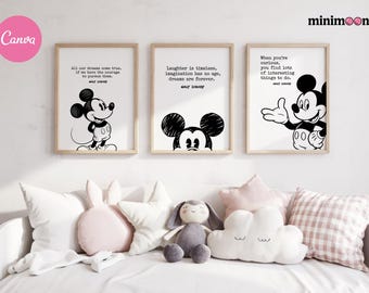 Mickey Mouse Wall Art Print, Inspirational Quotes Nursery Decor, Printable, Nursery Prints, Kids Room , Baby Shower Gift, Digital