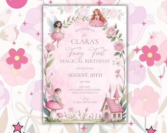Fairy First Birthday Invitation: Enchanted 1st Birthday (Digital Download)