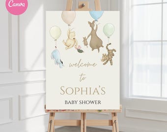 Winnie the Pooh Baby Shower Welcome Sign: Editable Template