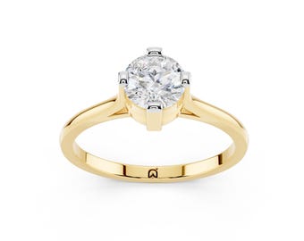 18K Gelbgold Rundschliff Labor gewachsen Diamant Solitär Verlobungsring
