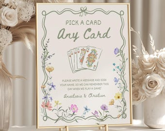 Playing Card Guest Book Sign Unique Guestbook Wedding Table Sign Pick a Card Wildflower Wedding Reception Decor Sign Our Deck of Cards, WF1