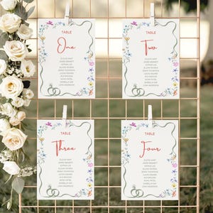 Mirror Seating Chart Cards Template Wildflower Wedding Guest Table Sign Boho Floral Wedding Table Seating Assignment Whimsical Wedding, WF2